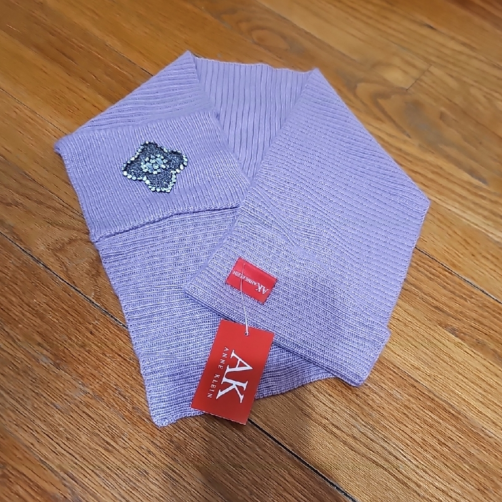 Anne Klein Purple Knit Scarf